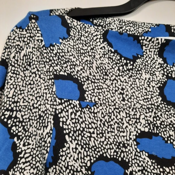 Diane Von Furstenberg Sz 12 Blue Leopard Jersey Knit Mini Dress 3/4 Sleeve - Picture 5 of 12